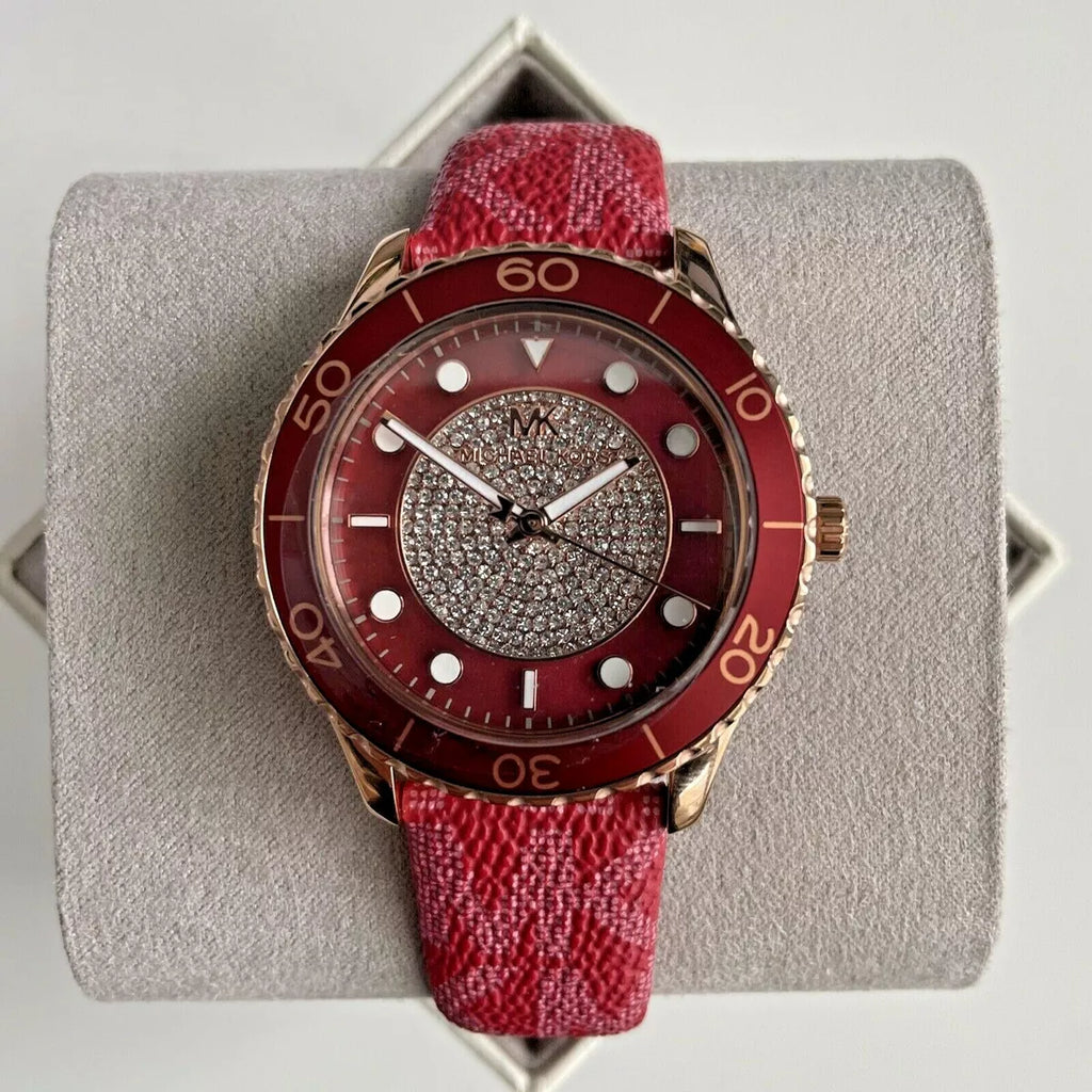Michael Kors Runway Three-Hand Quartz Red Dial Red Leather Strap Watch For Women - MK7179 Buy Now By Michael Kors