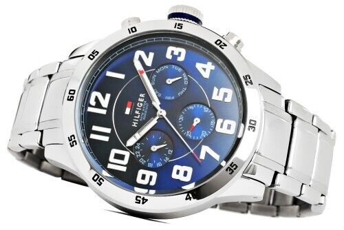 Tommy Hilfiger Trent Chronograph Blue Dial Silver Steel Strap Watch for Men - 1791053 Buy Now By Tommy Hilfiger