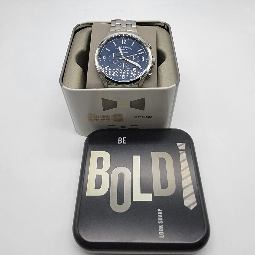 Fossil Forrester Chronograph Blue Dial Silver Steel Strap Watch for Men - FS5605 Buy Now By Fossil