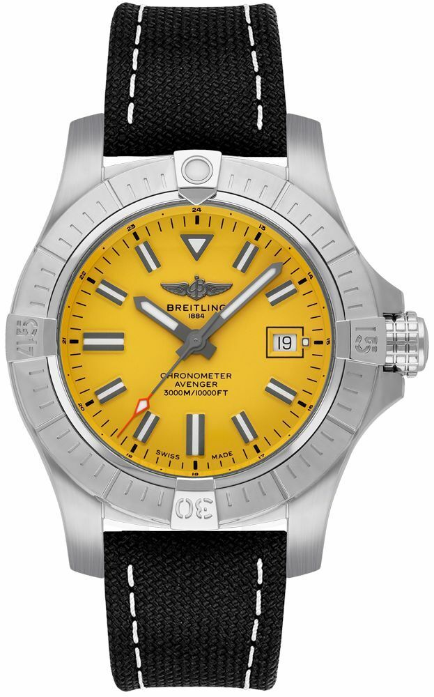 Breitling Avenger Automatic 45 Seawolf Yellow Dial Black Nylon Strap Watch for Men - A17319101I1X1 Buy Now By Breitling