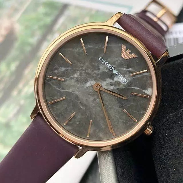 Emporio Armani Quartz Grey Dial Brown Leather Strap Watch For Women - AR11172 Buy Now By Emporio Armani