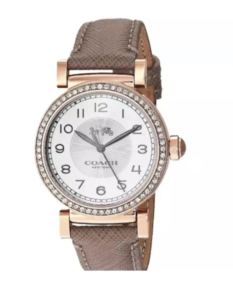 Coach Madison Diamonds White Dial Beige Leather Strap Watch for Women - 14503394 Buy Now By Coach