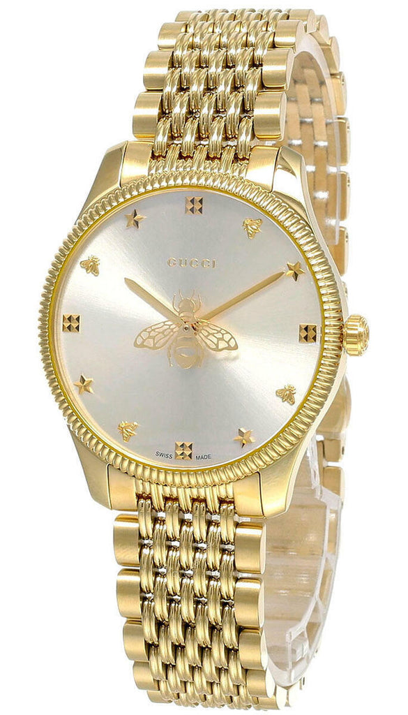 Gucci G Timeless Quartz Silver Dial Gold Steel Strap Watch For Women - YA1264155 Buy Now By Gucci