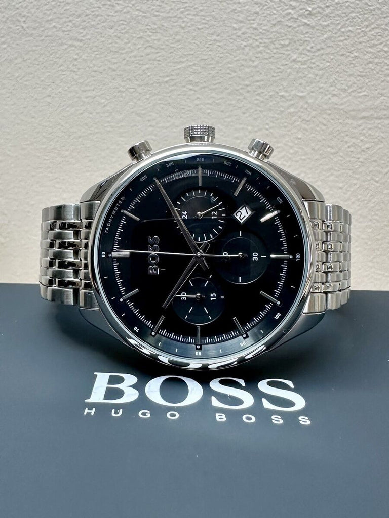 Hugo Boss Gregor Chronograph Black Dial Silver Steel Strap Watch For Men - 1514082 Buy Now By Hugo Boss