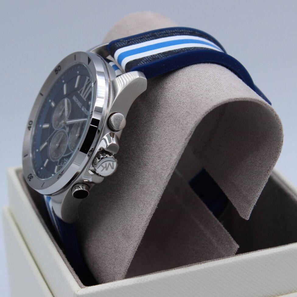 Michael Kors Brecken Chronograph Blue Dial Two Tone PVC Strap Watch For Men - MK8950 Buy Now By Michael Kors