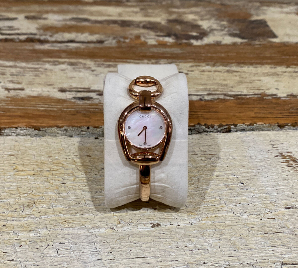 Gucci Horsebit Collection Diamonds Mother of Pearl Dial Rose Gold Steel Strap Watch For Women - YA139508 Buy Now By Gucci