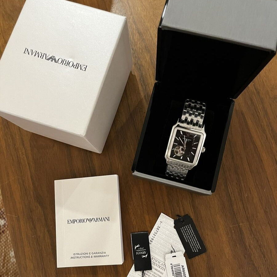 Emporio Armani Diego Automatic Black Dial Silver Steel Strap Watch For Men - AR60057 Buy Now By Emporio Armani