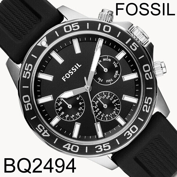 Fossil Bannon Multifunction Black Dial Black Silicone Strap Watch for Men - BQ2494 Buy Now By Fossil