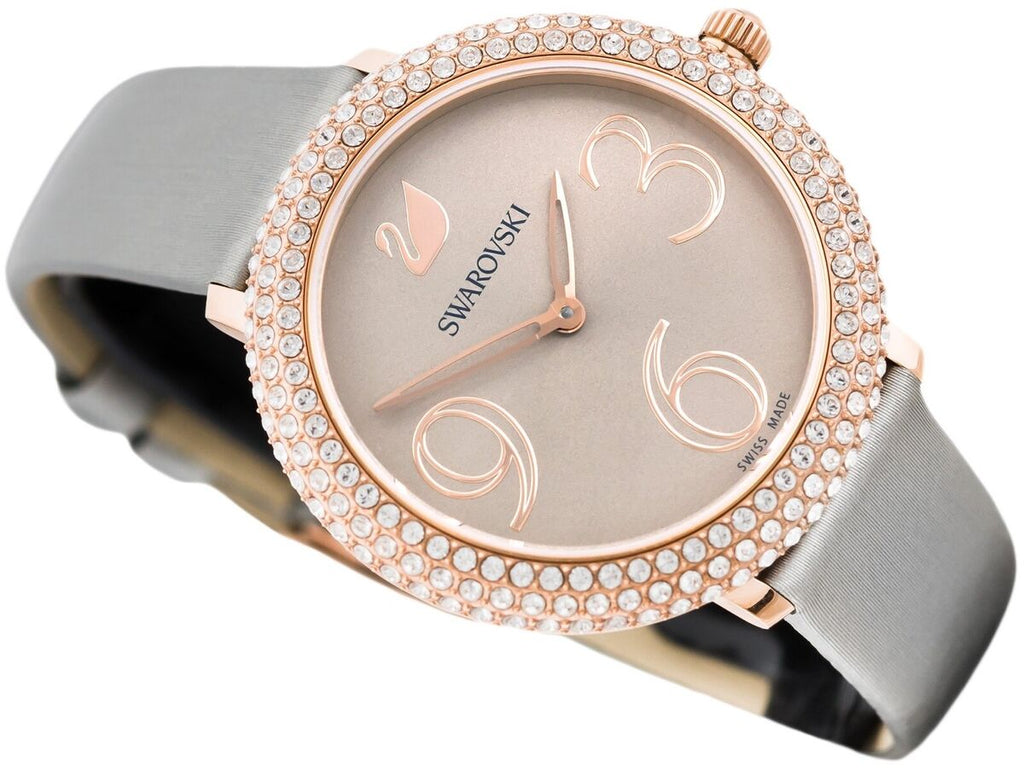 Swarovski Crystal Frost Silver Dial White Leather Strap Watch for Women - 5484070 Buy Now By Swarovski