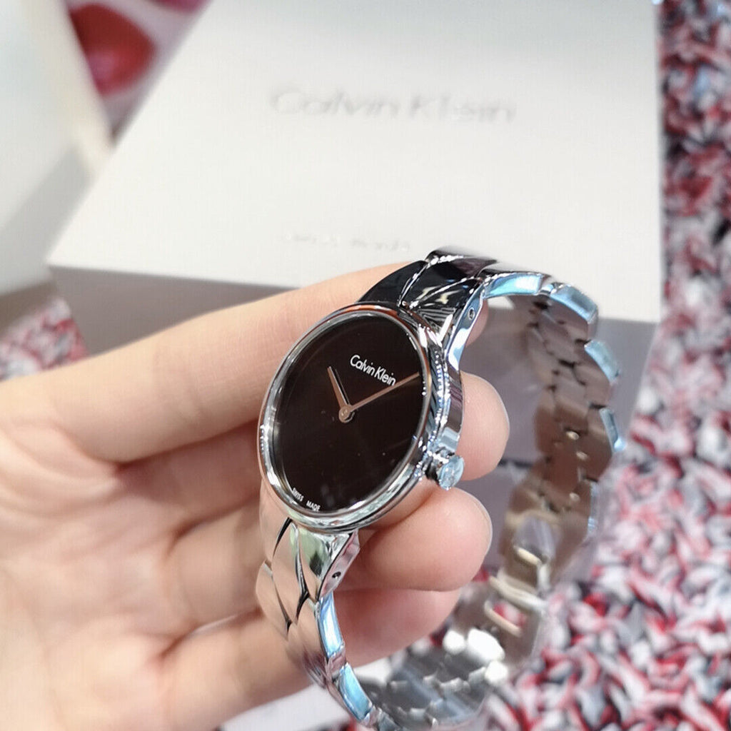 Calvin Klein Snake Black Dial Silver Steel Strap Watch For Women - K6E23141 Buy Now By Calvin Klein