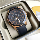 Fossil Grant Sport Chronograph Blue Dial Blue Leather Strap Watch for Men - FS5237 Buy Now By Fossil