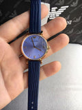 Emporio Armani Gianni T Bar Blue Dial Blue Leather Strap Watch For Women - AR1875 Buy Now By Emporio Armani