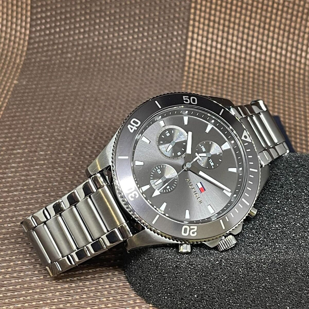 Tommy Hilfiger Larson Chronograph Grey Dial Silver Steel Strap Watch For Men - 1791918 Buy Now By Tommy Hilfiger