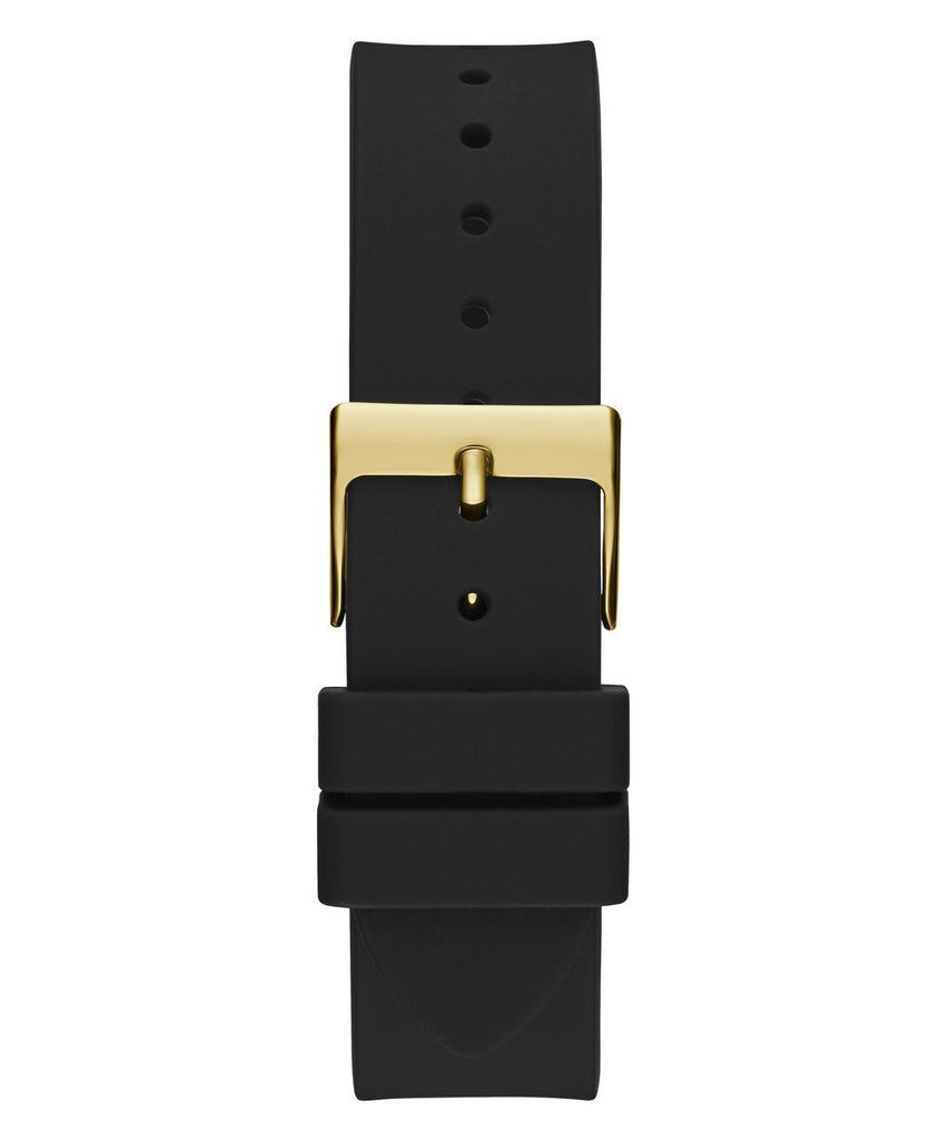 Guess Queen Quartz Gold Dial Black Silicone Strap Watch For Women - GW0536L3 Buy Now By Guess