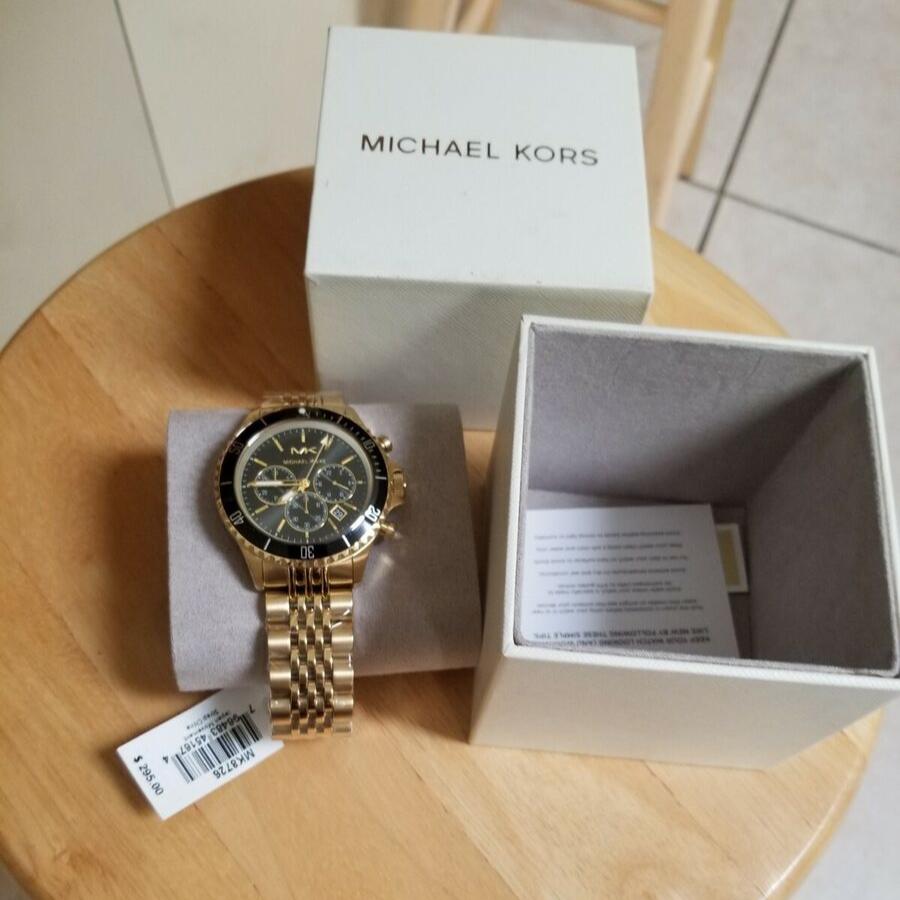 Michael Kors Bayville Chronograph Black Dial Gold Steel Strap Watch For Men - MK8726 Buy Now By Michael Kors