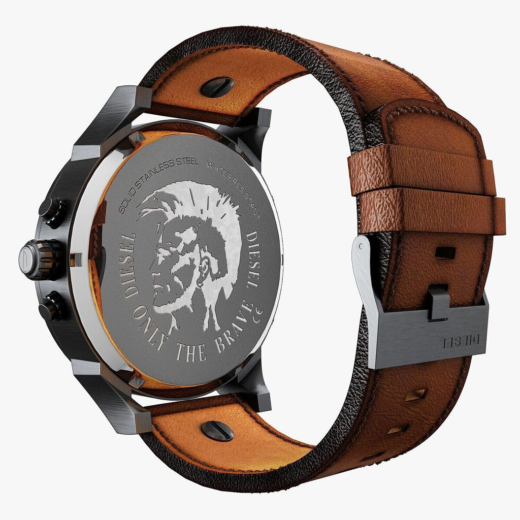 Diesel Mr Daddy Chronograph Grey Dial Brown Leather Strap Watch For Men - DZ7413 Buy Now By Diesel