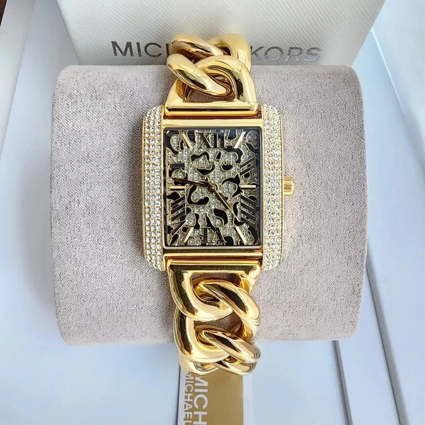 Michael Kors Emery Three Hand Leopard Print Gold Dial Gold Steel Strap Watch For Women - MK7437 Buy Now By Michael Kors