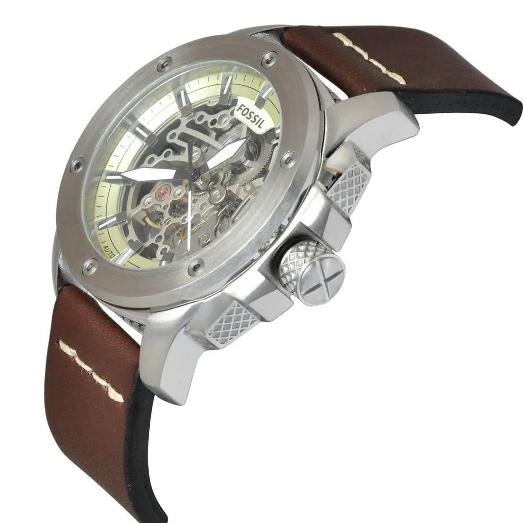 Fossil Modern Machine Automatic Skeleton White Dial Brown Leather Strap Watch for Women - ME3083 Buy Now By Fossil