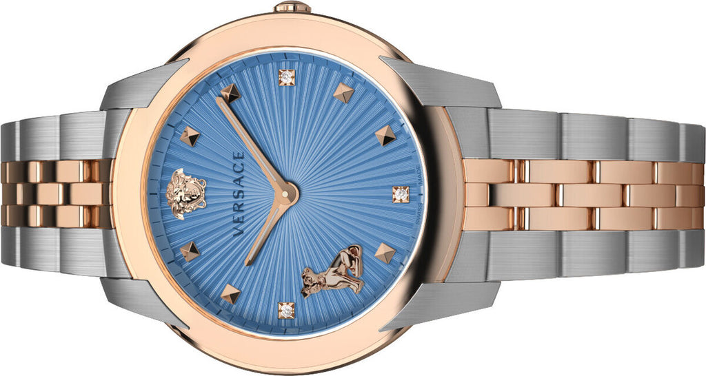 Versace Audrey Quartz Blue Dial Two Tone Steel Strap Watch for Women - VELR00619 Buy Now By Versace