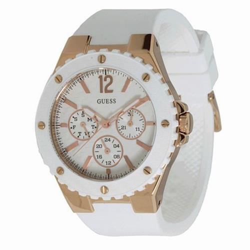 Guess Overdrive Analog White Dial White Rubber Strap Watch for Women - W10614L2 Buy Now By Guess