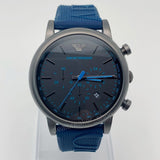 Emporio Armani Luigi Chronograph Black Dial Blue Rubber Strap Watch For Men - AR11023 Buy Now By Emporio Armani