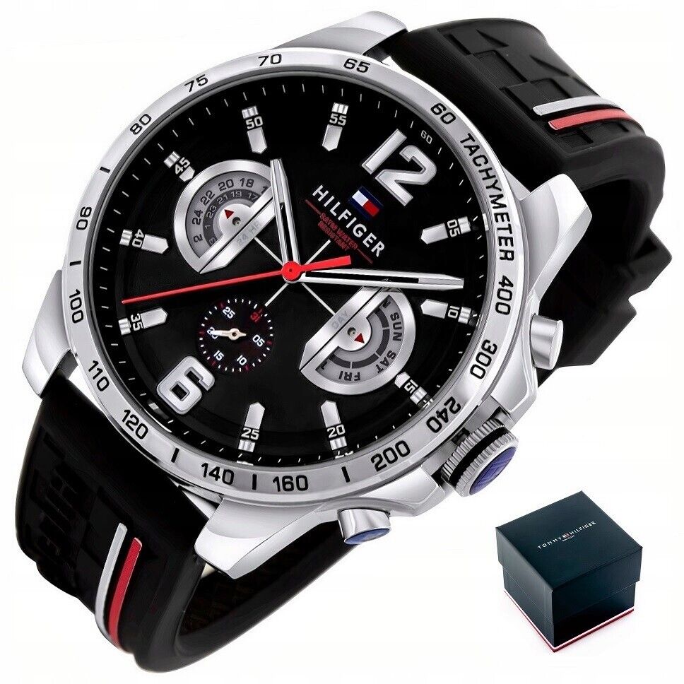 Tommy Hilfiger Decker Quartz Black Dial Black Rubber Strap Watch for Men - 1791473 Buy Now By Tommy Hilfiger
