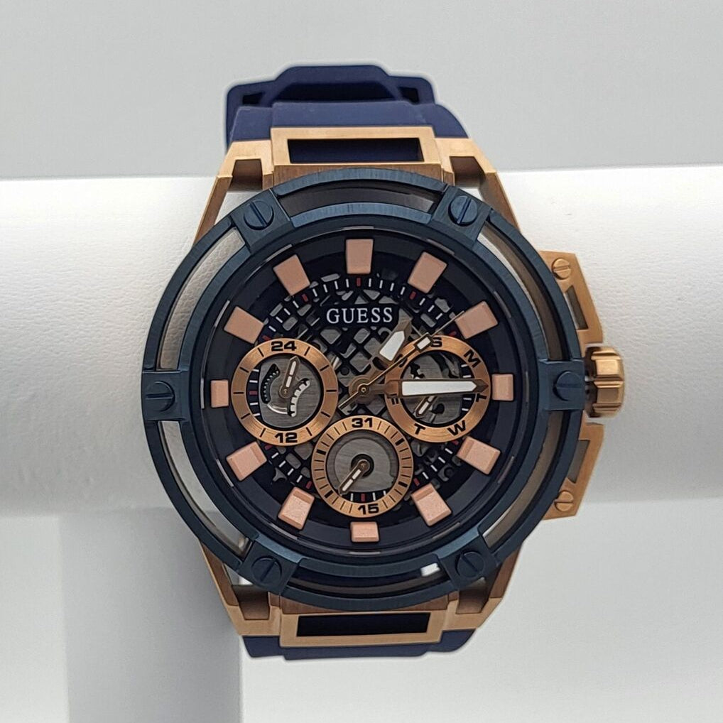 Guess Matrix Multifunction Blue Dial Blue Rubber Strap Watch for Men - GW0423G4 Buy Now By Guess