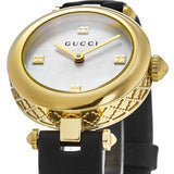 Gucci Diamantissima Mother of Pearl Dial Black Leather Strap Watch For Women - YA141505 Buy Now By Gucci