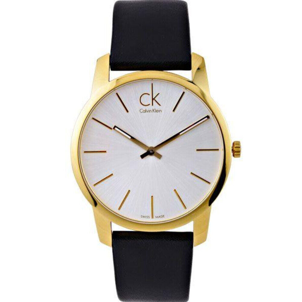 Calvin Klein City Mother of Pearl White Dial Black Leather Strap Watch for Men - K2G2G5C6 Buy Now By Calvin Klein
