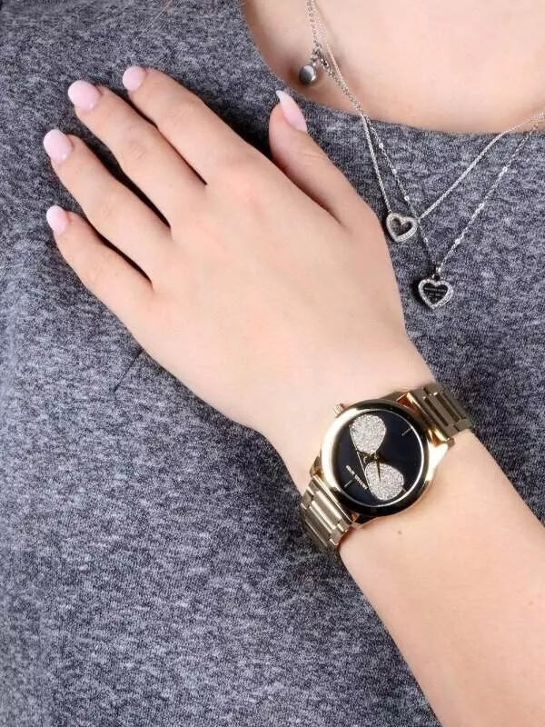 Michael Kors Hartman Analog Quartz Black Dial Gold Steel Strap Watch For Women - MK3647 Buy Now By Michael Kors