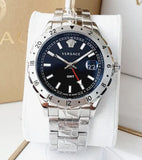 Versace Hellenyium GMT Black Dial Silver Steel Strap Watch for Men - V11020015 Buy Now By Versace