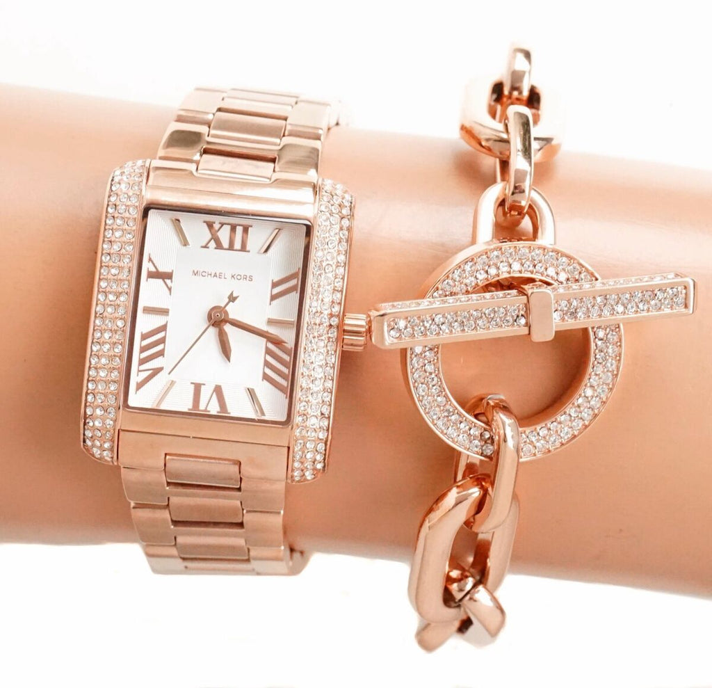 Michael Kors Emery Three-Hand Crystals Silver Dial Rose Gold Steel Strap Watch for Women - MK4641 Buy Now By Michael Kors