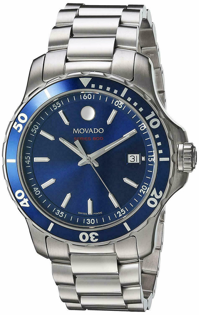 Movado Series 800 Blue Dial Silver Steel Strap Watch For Men - 2600137 Buy Now By Movado