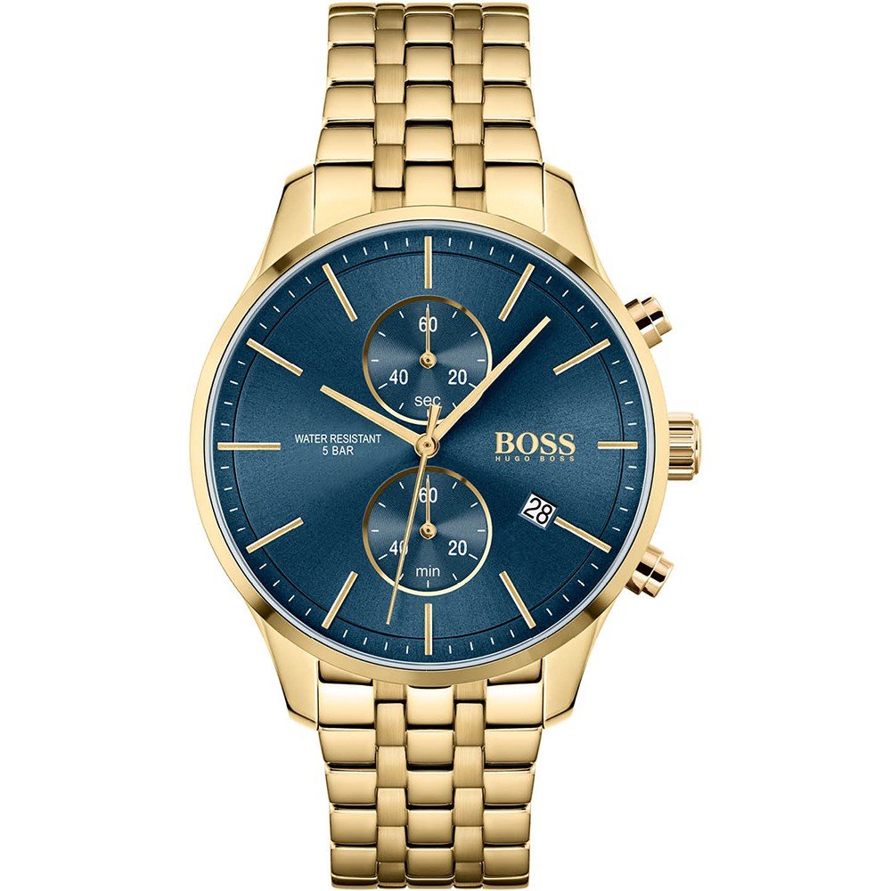 Hugo Boss Associate Blue Dial Gold Steel Strap Watch for Men - 1513841 Buy Now By Hugo Boss