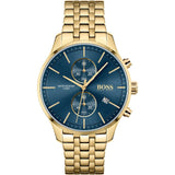Hugo Boss Associate Blue Dial Gold Steel Strap Watch for Men - 1513841 Buy Now By Hugo Boss