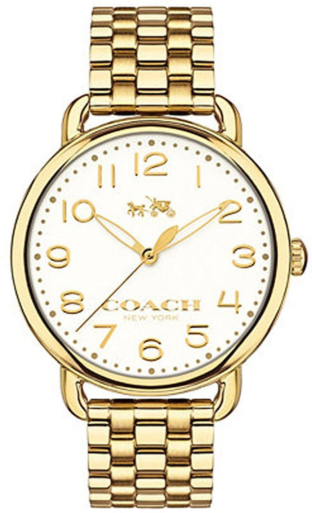 Coach Delancey Classic White Dial Gold Steel Strap Watch for Women - 14502261 Buy Now By Coach