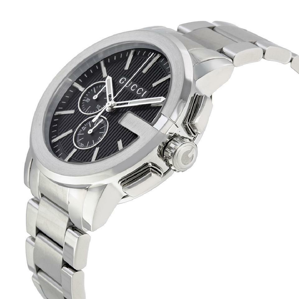 Gucci G Chrono Black Dial Silver Steel Strap Watch For Men - YA101204 Buy Now By Gucci