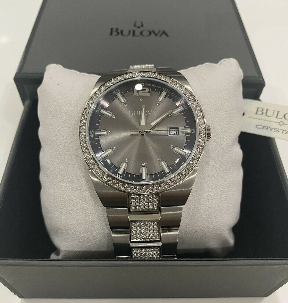 Bulova Crystal Collection Brown Dial Silver Steel Strap Watch for Men - 96B221 Buy Now By Bulova