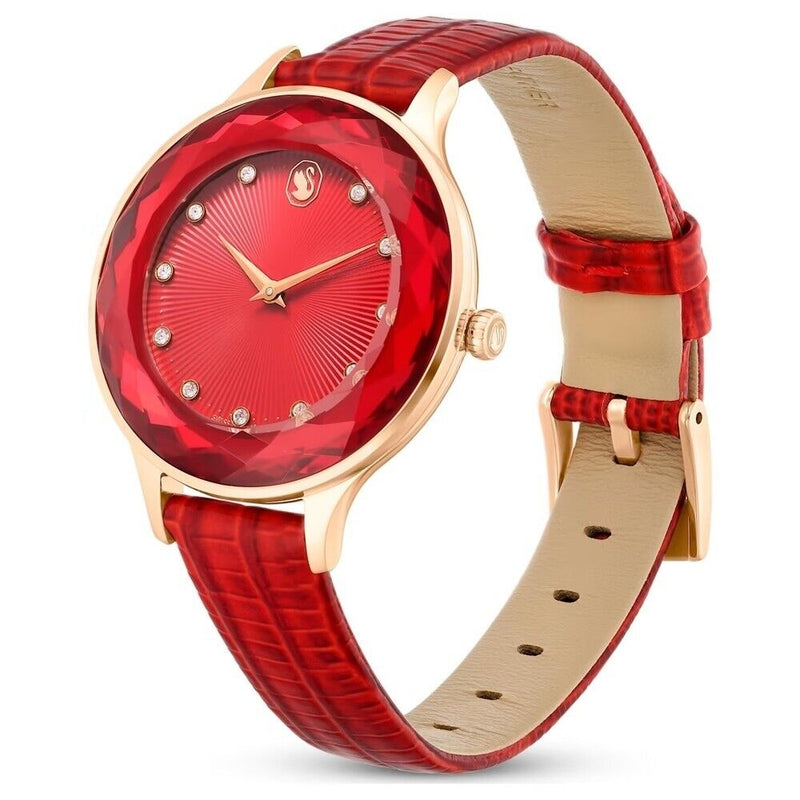 Swarovski Octea Nova Quartz Red Dial Red Leather Strap Watch for Women - 5650002 Buy Now By Swarovski