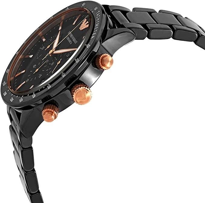 Emporio Armani Mario Ceramic Chronograph Black Dial Black Steel Strap Watch For Men - AR70002 Buy Now By Emporio Armani
