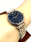 Emporio Armani Gianni T Bar Crystal Blue Dial Two Tone Steel Strap Watch For Women - AR11092 Buy Now By Emporio Armani