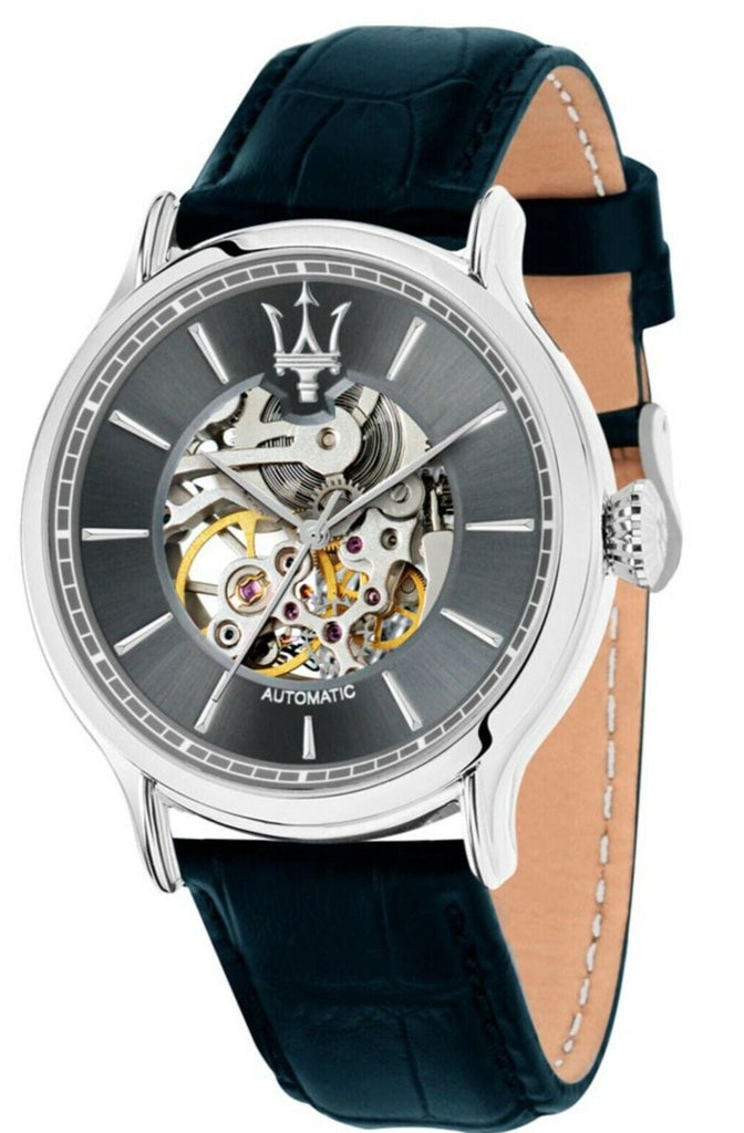 Maserati Epoca Automatic Skeleton Dial Black Leather Strap Watch For Men - R8821118002 Buy Now By Maserati