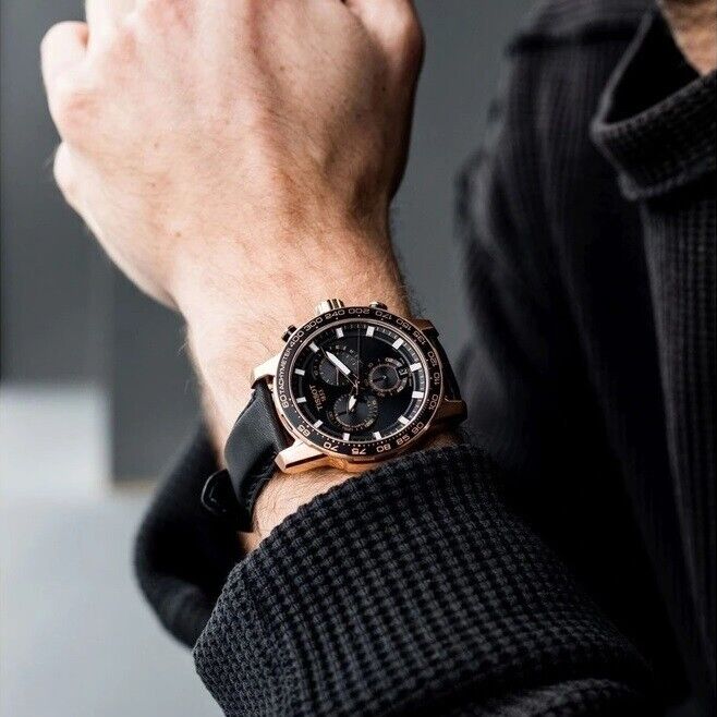 Tissot Supersport Chrono Black Dial Black Leather Strap Watch for Men - T125.617.36.051.00 Buy Now By Tissot