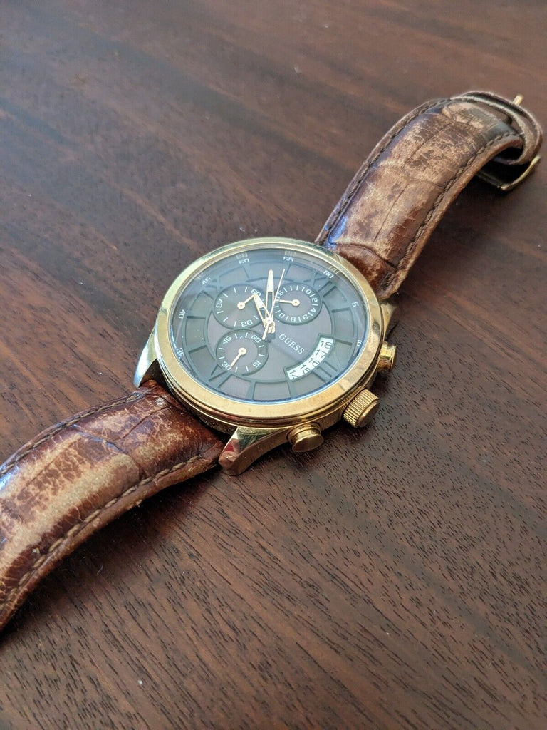 Guess Analog Chronograph Brown Dial Brown Leather Strap Watch For Men - W14052G2 Buy Now By Guess