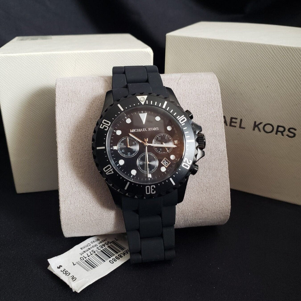 Michael Kors Everest Chronograph Black Dial Black Silicone Strap Watch For Men - MK8980 Buy Now By Michael Kors