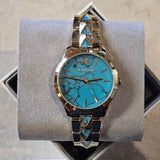 Michael Kors Petite Runway Mercer Blue Dial Gold Steel Strap Watch For Women - MK6673 Buy Now By Michael Kors