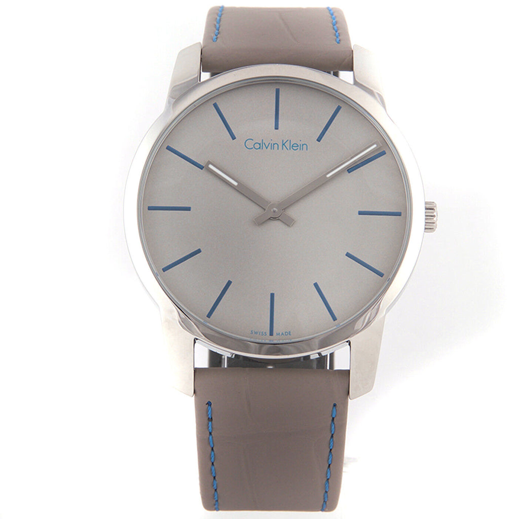Calvin Klein City Silver Dial Grey Leather Strap Watch for Men - K2G211Q4 Buy Now By Calvin Klein