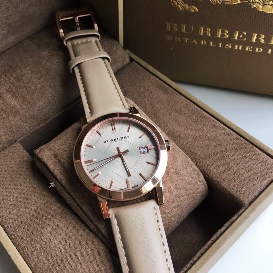Burberry The City Beige Dial Brown Leather Strap Watch for Women - BU9014 Buy Now By Burberry