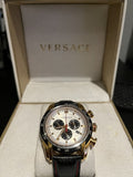 Versace V-Ray Chronograph White Dial Black Leather Strap Watch for Men - VDB040014 Buy Now By Versace