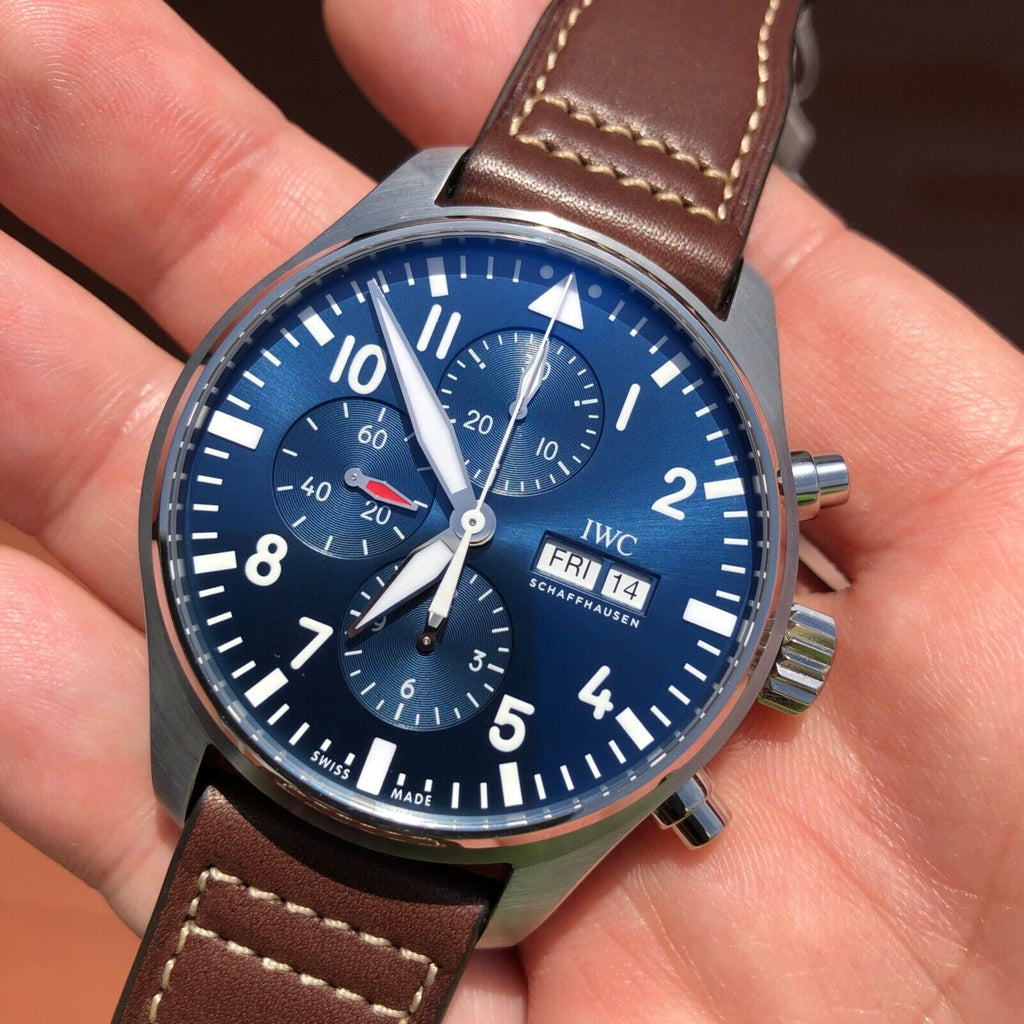IWC Pilot’s Watch Chronograph Edition “Le Petit Prince” Blue Dial Brown Leather Strap Watch for Men - IW377714 Buy Now By IWC